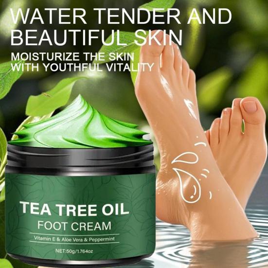 Foot Cream with Tea Tree Oil Fast Absorbing Non-Greasy Foot Moisturizer for Dry Rough Heels And Feet Soften Calluses Hydrate And Renew Daily Foot Care