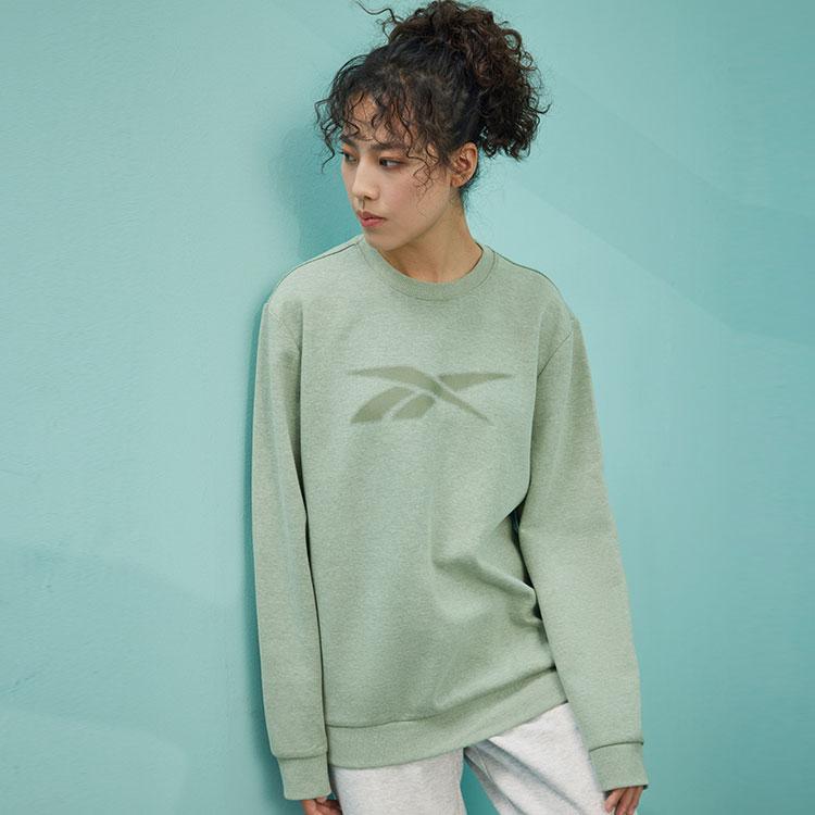 Reebok Round Neck Knitted Pullover Printed Long Sleeve Sweatshirt Unisex Sweatshirt Green 223RMS305UGL2