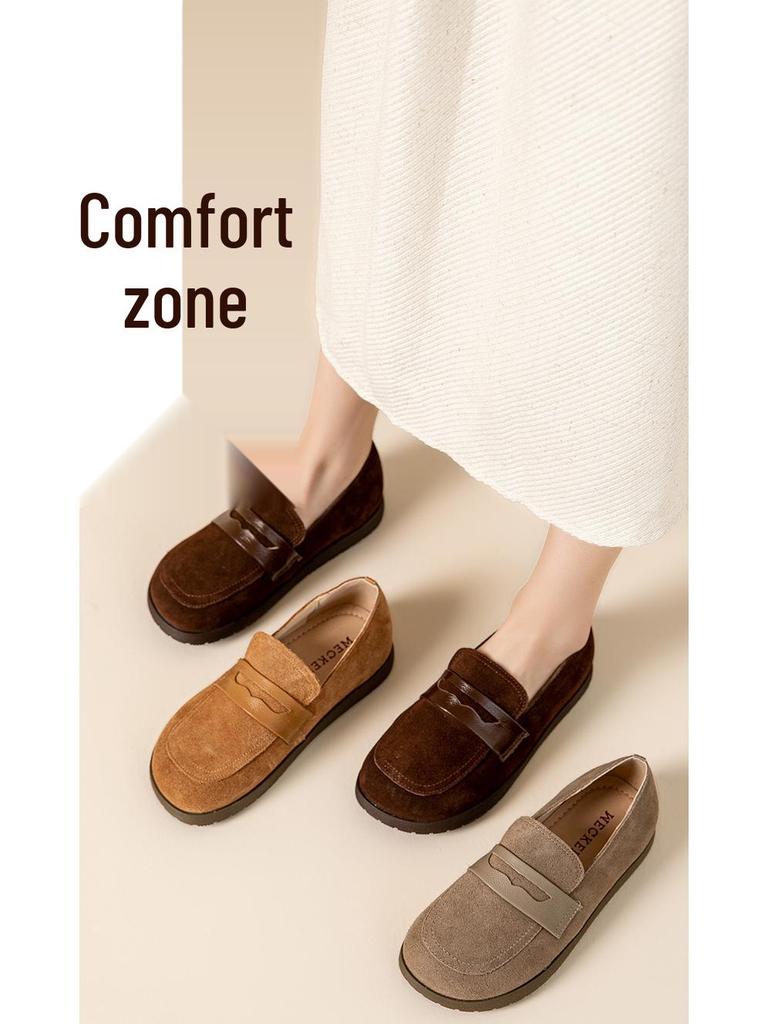 Cowhide 2025 Genuine Leather Women's Pointed Toe Flat Loafers - Autumn/Winter Slip-On Casual Shoes