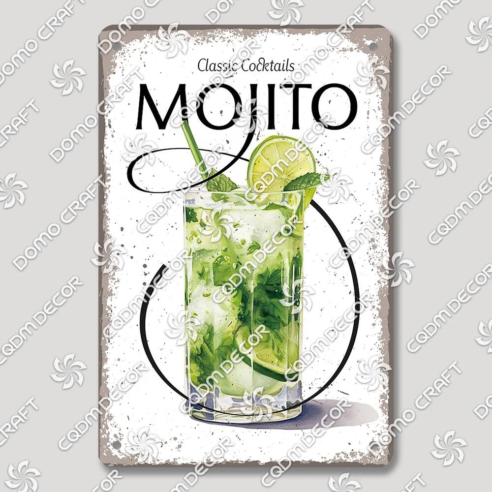 Vintage Drink Metal Tin Sign Wall Decor Mojito Margarita Aperol Spritz Negroni Limoncello  Perfect for Bar Pub Club