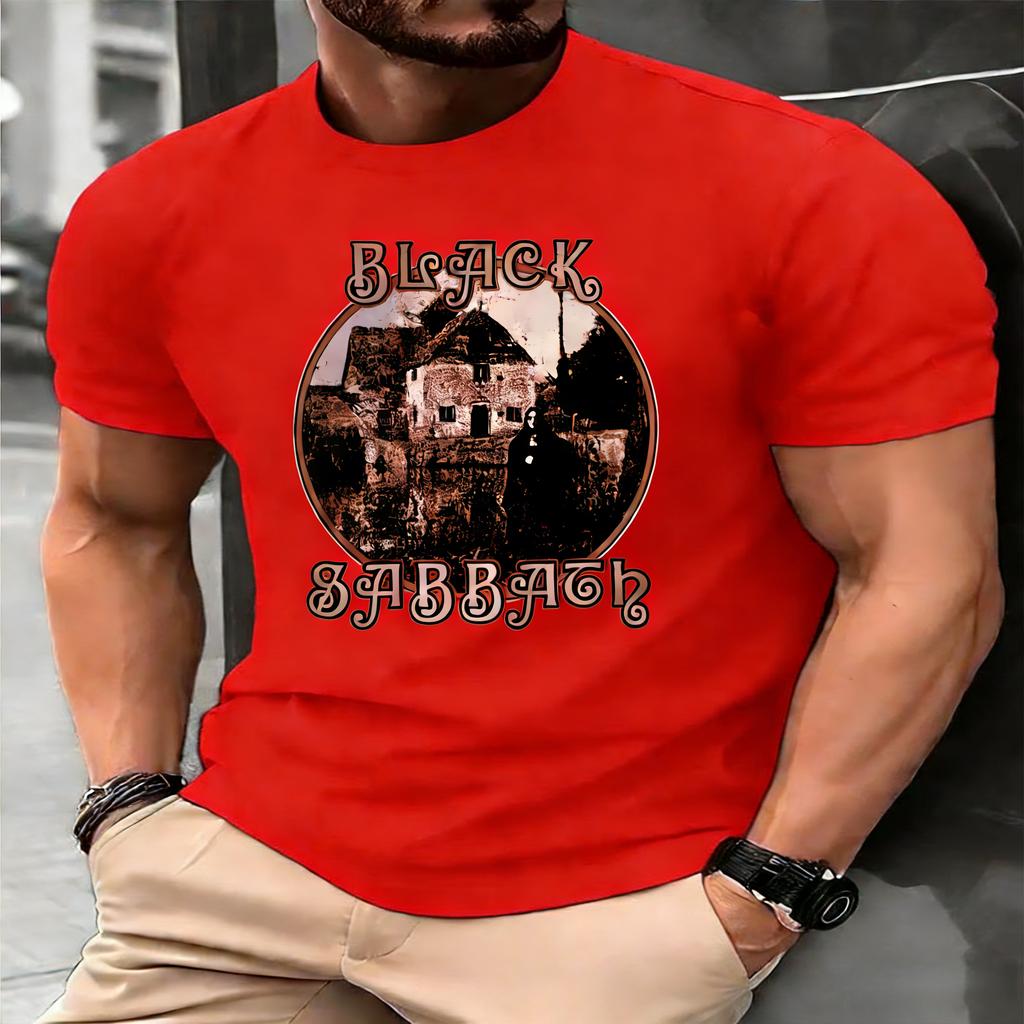 Maglietta Grafica Vintage Uomo Black Sabbath Paranoid Album Art Forbidden Seventh Star Design Stampa Retro Marrone Dorato Top Magliette