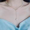 Women's Freshwater Pearl Y-Shaped Clavicle Necklace with Adjustable Sliding Buckle