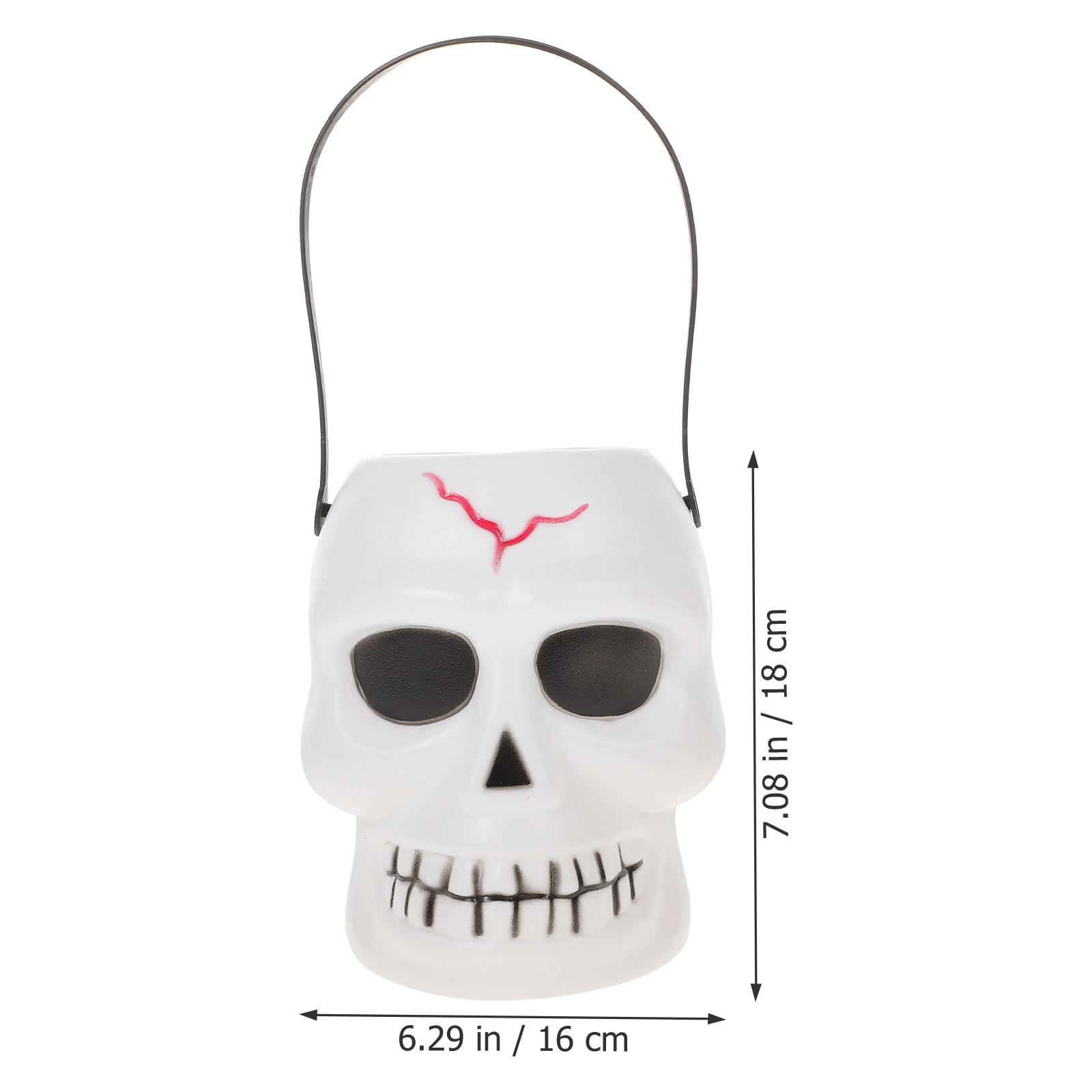 

Skull Themed Candy Jar Halloween Plastic Sweets Bucket for Home Yard Porch Decor Storage Container Halloween Party Props Candy белый
