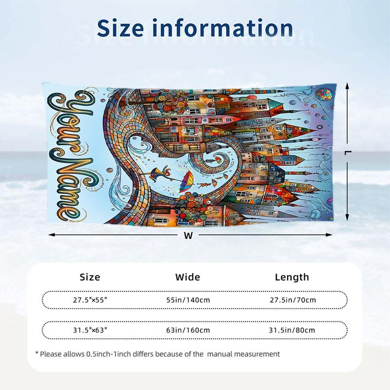 Fantasy Magic Theme Beach Towel Personalized Custom Name & Text Soft Quick Dry Beach Towel for Swimming Travel