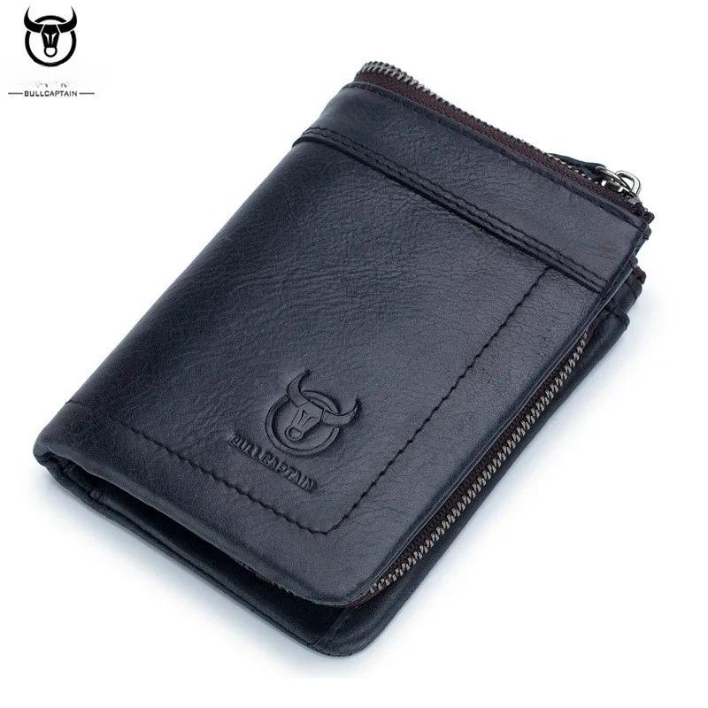 100% Genuine Leather and Cowhide Men's Short Multi-functional Card Holder with Anti-theft Brush Lining, Casual Business Pocket Wallet