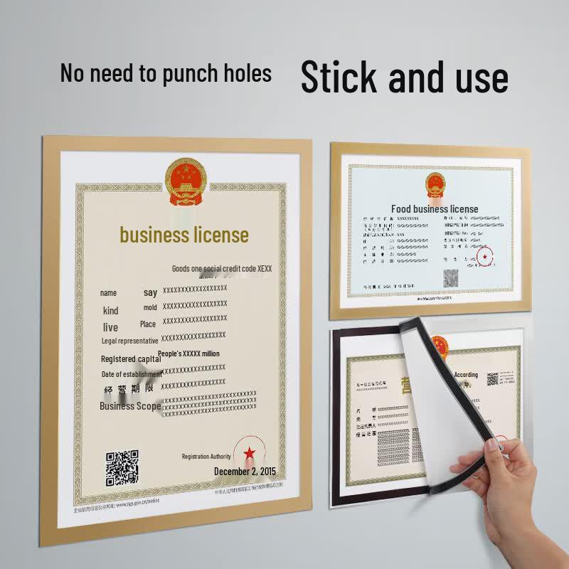 XYBP Magnetic Wall-Mounted Business License Frame