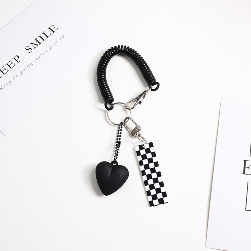 

Cartoon Acrylic Cute Checkerboard Car Keychain Key Rings Bag Pendant Anti-Lost
