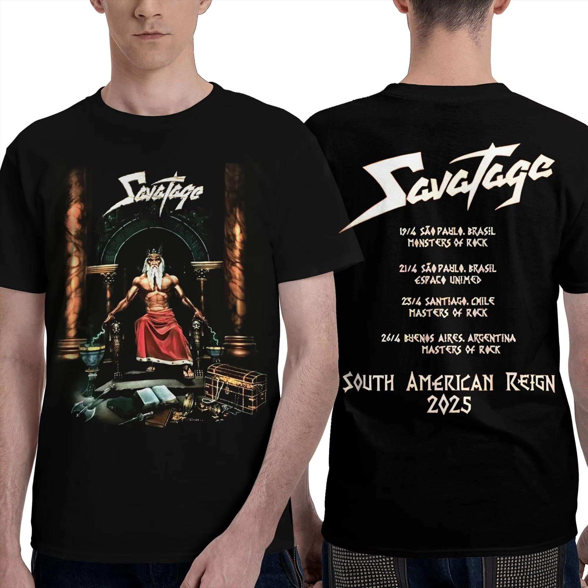 

Бавовняна футболка Savatage Південна Америка 2025 Тур для пари Пляжна Y2K Смішні футболки Великий розмір Одяг з принтом XL