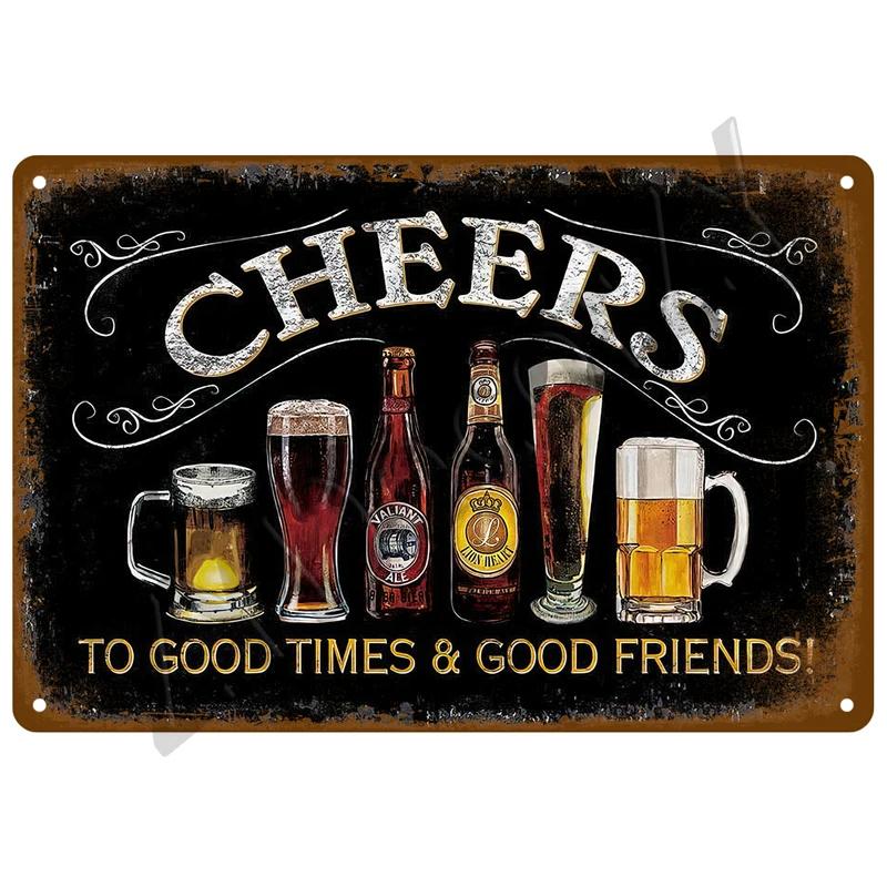 Hisun Tin Sign Vintage Beer  Liquor Brand Logo Tin Signs Set Retro San Miguel Birra Moretti Havana Club Metal Wall Art Rustic Decor Plaques