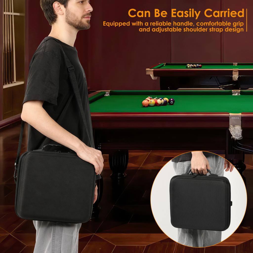 16/17 Holes Pool Ball Carrying Case Portable Billiard Balls Bag with Handle and Adjustable Shoulder Strap Pool Ball Storage Bag