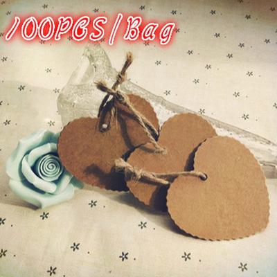 100Pcs Heart Shape Blank Kraft Paper Card Gift Tag Label DIY Party Wedding Craft(without Rope)