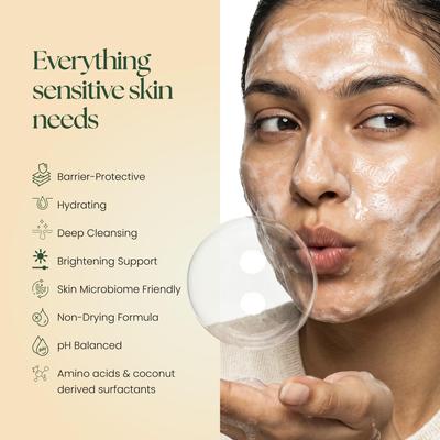 Moha Sensitive Skin Cleanser 100ml | Soap/SLS/SLES Free - pH-Balanced Face Wash for Sensitive & Irritated Skin (100ml (Pack Of 1))