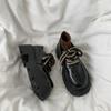 Thick heel thick sole heightened lace-up black small leather shoes women's autumn 2025 new versatile British style retro single shoes