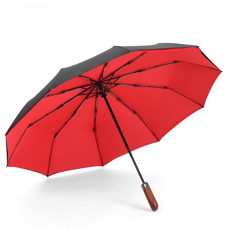 German Storm Dreifach-Automatikschirm Taschenschirm Herren Business Massivholz Retro Gentleman Regenschirm