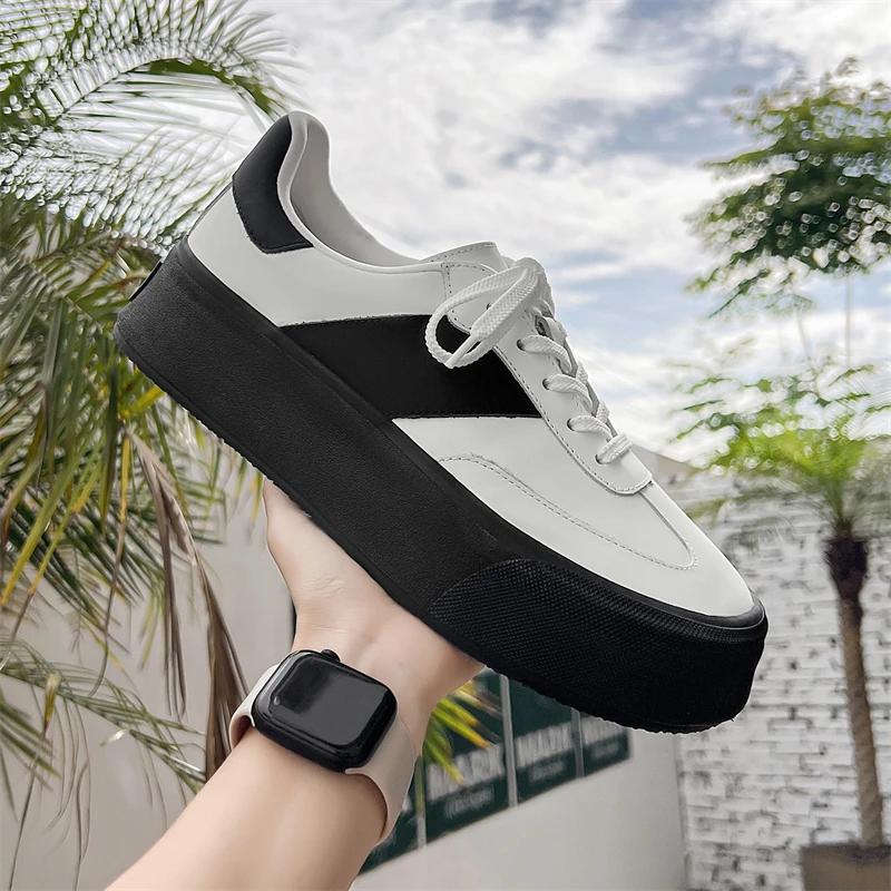 Fashion High Quality Men Casual Shoes Hot Sale Lightweight Sneakers Genuine Leather Wedding Dress Shoes Outdoor Thick Bottom Walk Shoes