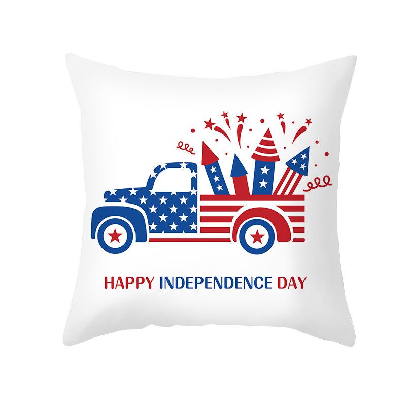 New American Independence Day Pillowcase, Simple Peach Skin Velvet Printed Cushion Cover, Sofa Pillow Cover