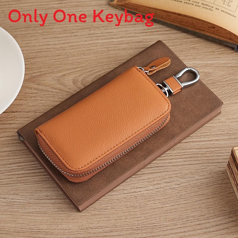 Genuine Leather Car Key Case With Card Holder For Daily Use