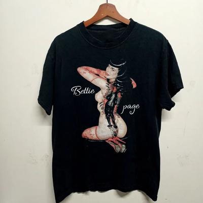 Bettie Page The Queen Pinups Adult Tee Unisex Cotton Shirt Black Unisex T-Shirt