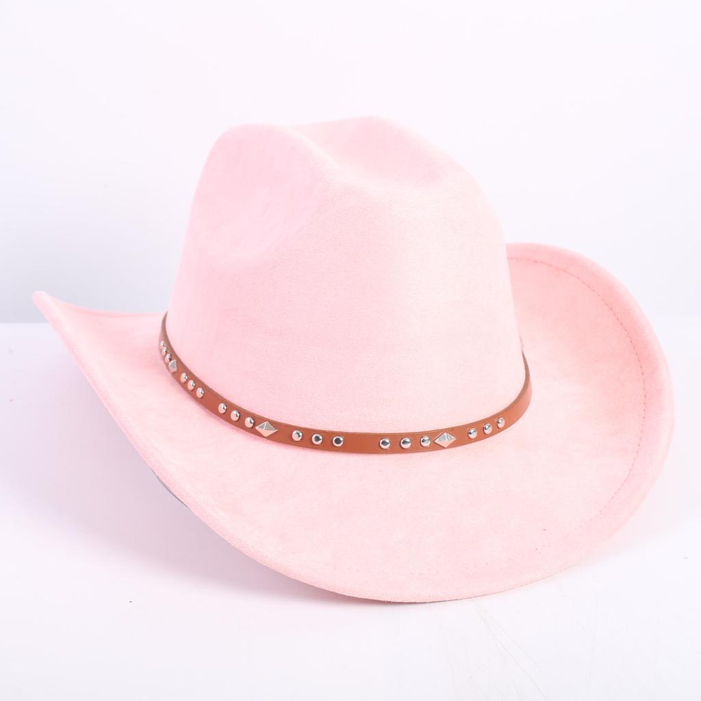 Nuovo colore cappello da cowboy western da uomo e da donna versatile per il pendolarismo stile semplice tesa larga cappello a cilindro cappello da sole