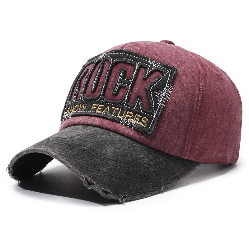 Vintage Distressed Cotton Baseball Cap with Ripped Edges, Sun Protection, and American Letter Design