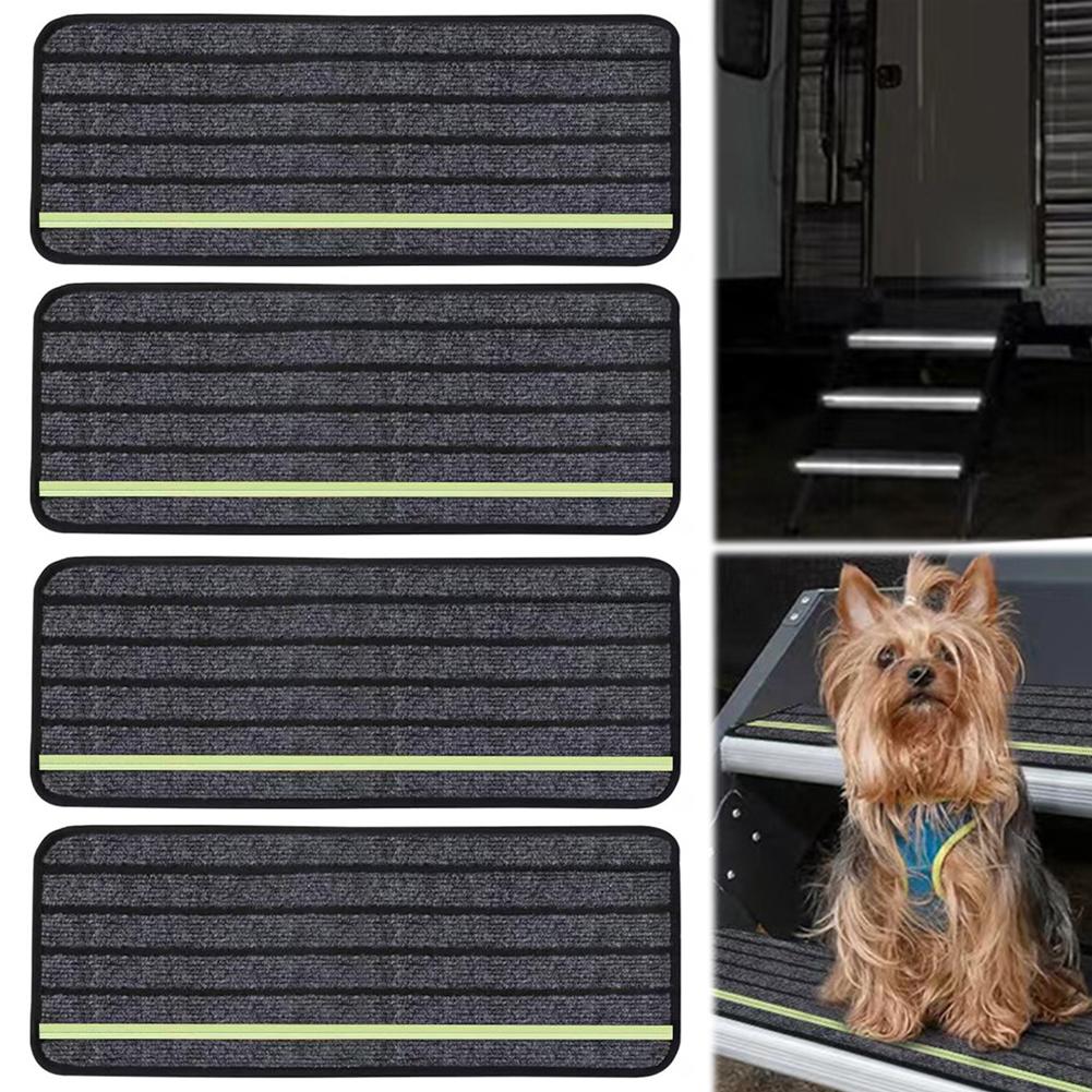 4-Pack RV Step Covers Non-Slip Camper Rug Carpet Set Reflective RV Step Rugs for Outdoor Adventures
