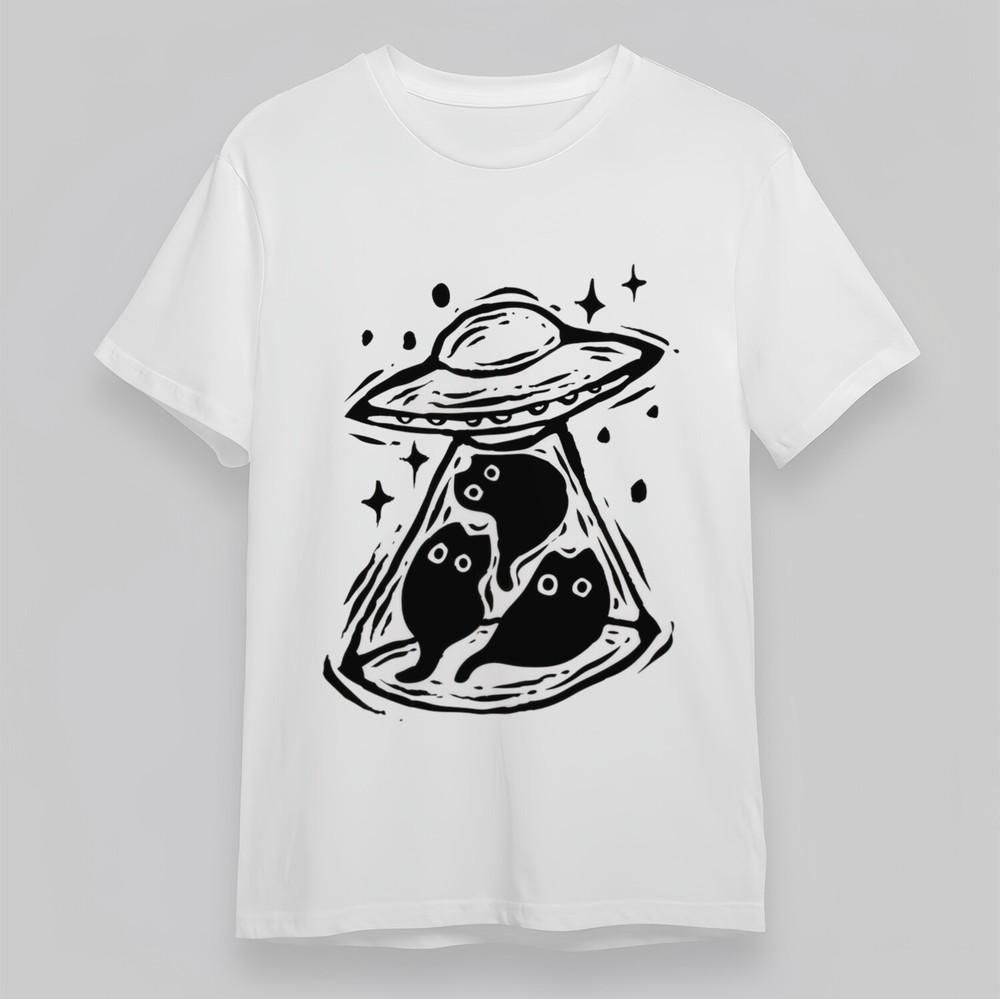 

Women s Oversize T-shirt With Cute Alien Cat Graphic White 100% Cotton Tops XL