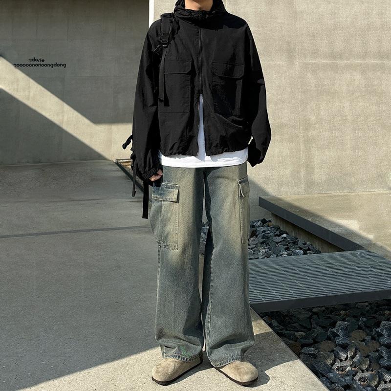 Outdoor-Sport-Kapuzenjacke für Herren, Herbst-Loose-Workwear-Stil-Jacke, Koreanischer Stil Trendige Nischenjacke