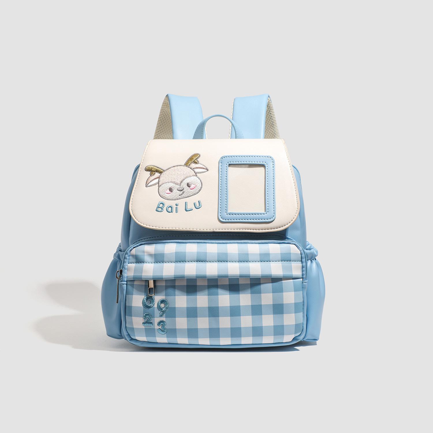 

Новый рюкзак большой вместимости для поддержки погони за звездами, для вечеринок студенток, повседневный, с вышивкой, контрастного цвета, в клетку синий