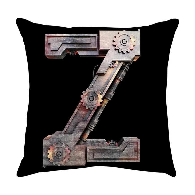 Luxury Home Decor Pillow Cover Car Living Room Sofa Cushion Cover Mechanical Style Letter Pattern Cushion Cover