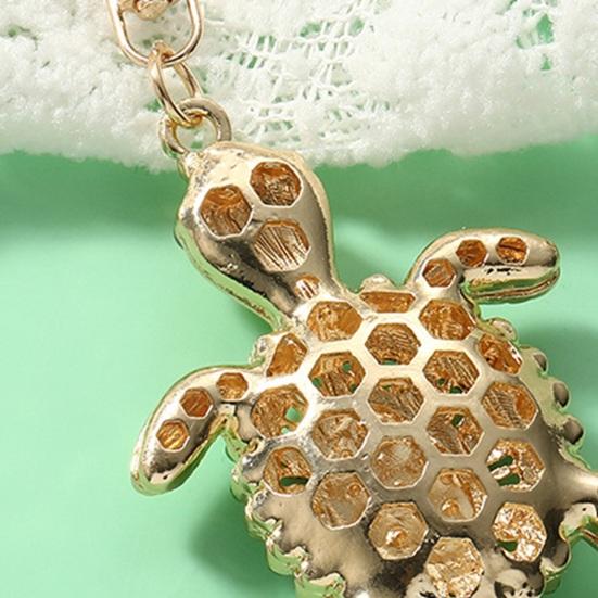 Keychain Pendant Rhinestones Inlaid Turtle Shape Key Chain with Anti-Oxidation Lobster Clasp Backpack Accessory