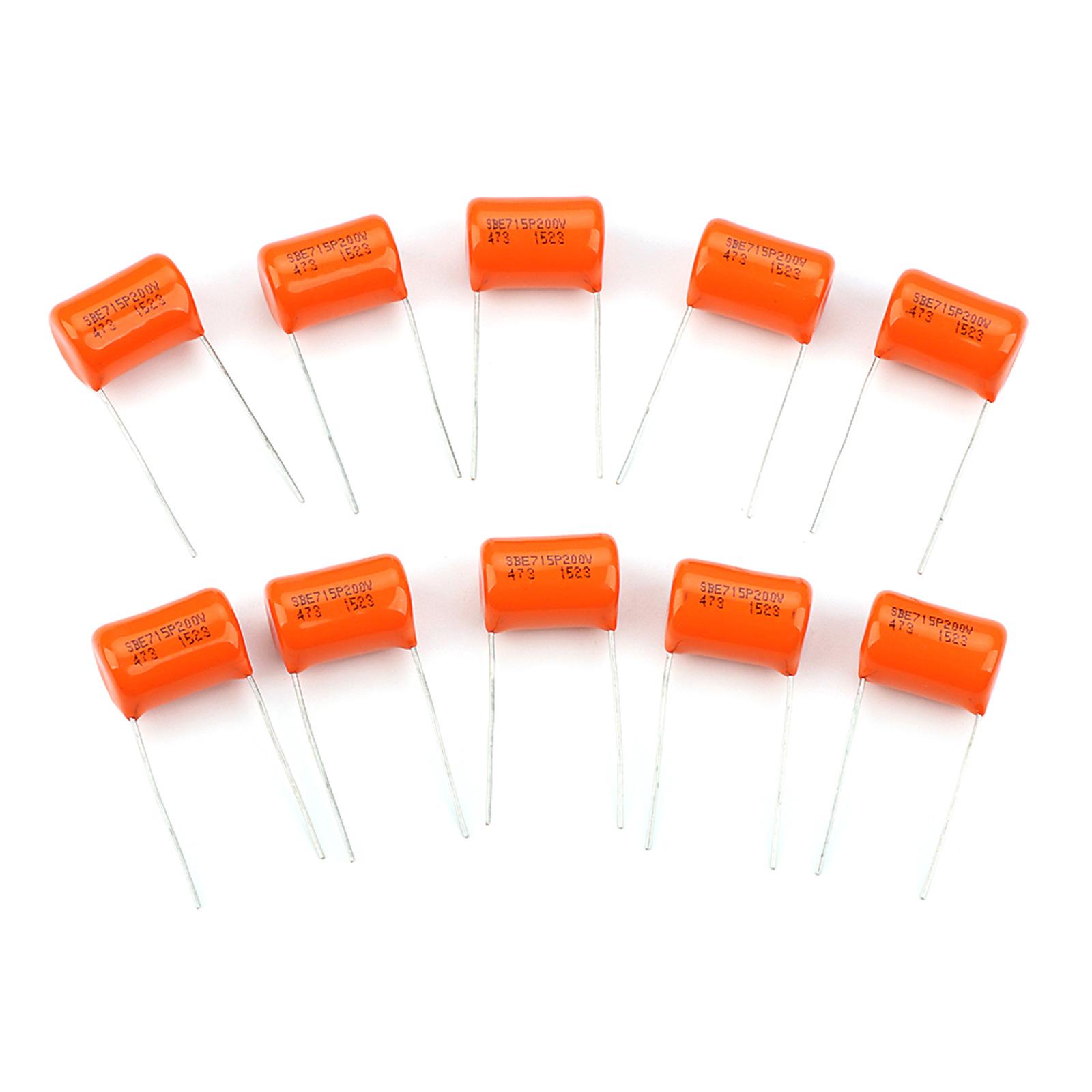 

10Pcs Guitar Tone Cap Capacitors Orange Drop Capacitors Guitar Bass Tone Capacitors Guitar Accessory 200V 715P .047uf