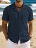 Mens Retro Casual Loose Cotton Linen Short Sleeve Shirt