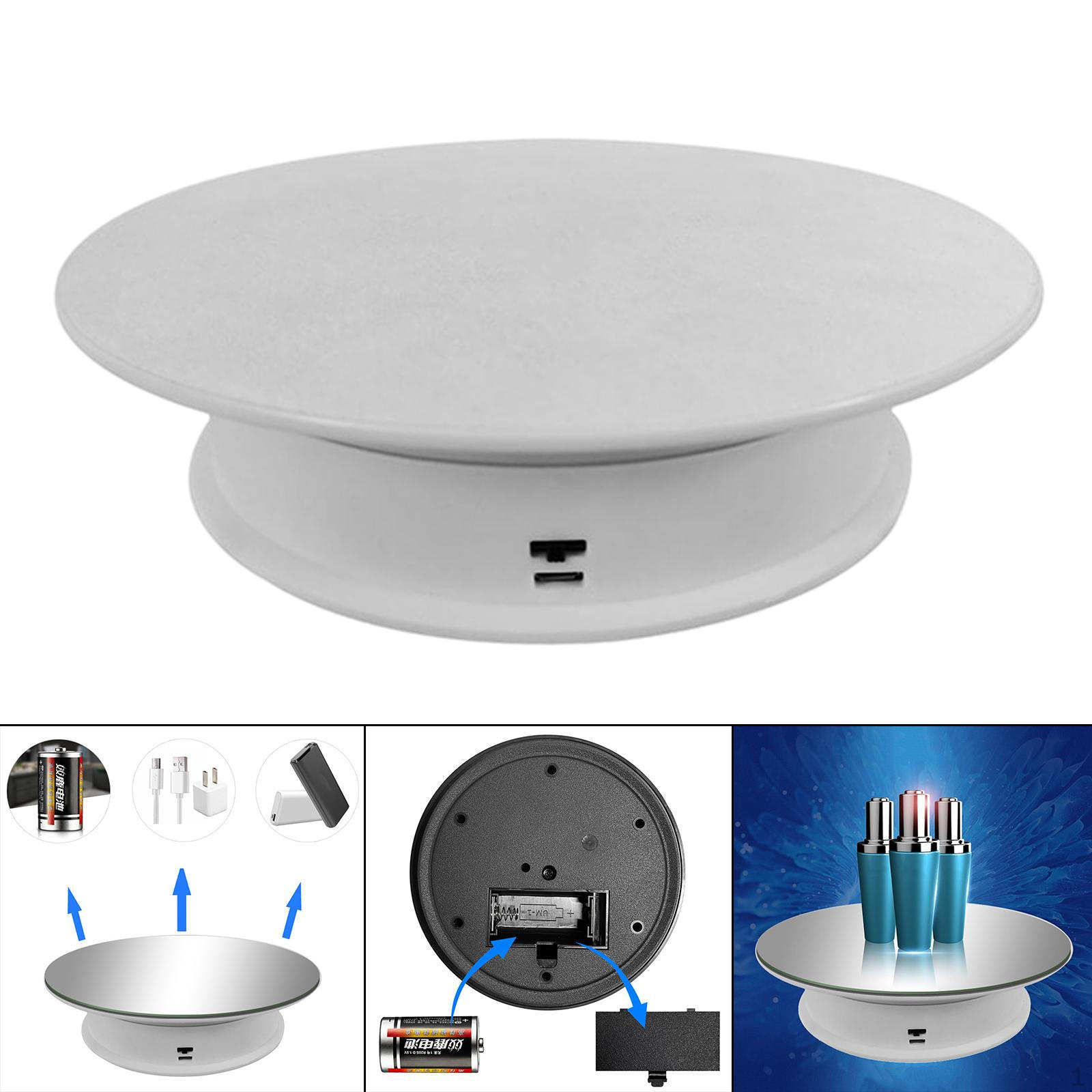 

20,5 см электрическая вращающаяся витрина с питанием от USB держатель для часов и ювелирных изделий для магазина White Suede