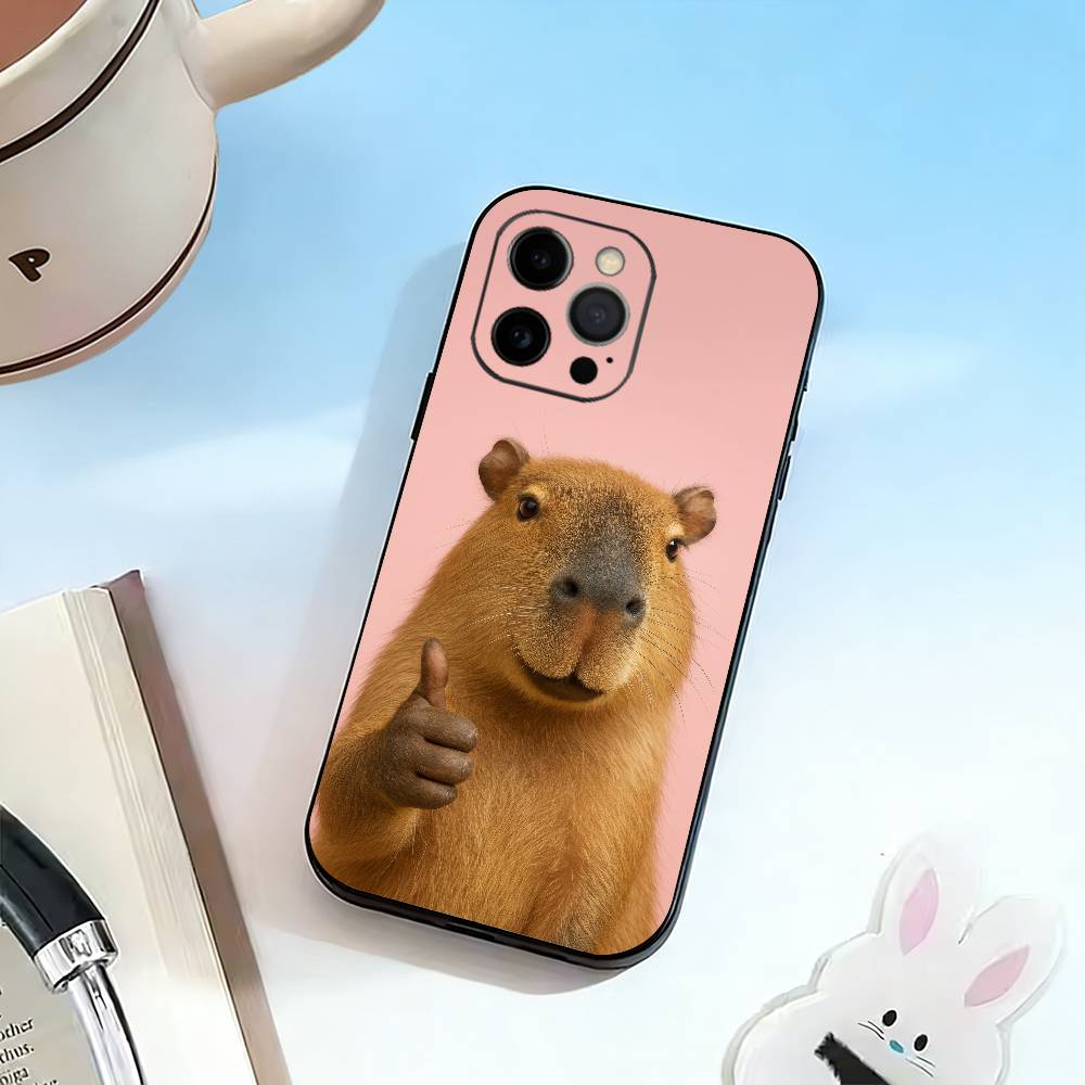 Cute-Capybara Phone Case For iPhone 17, 16,15,14,13,12,11 Plus,Pro Max, Others Soft Black Cover
