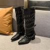 Cowhide Version~ Minimalist Style Small Square Head Wedge Heel Thin Boots Medium Boots Women's 2025 New Versatile Loose Boots Short Boots