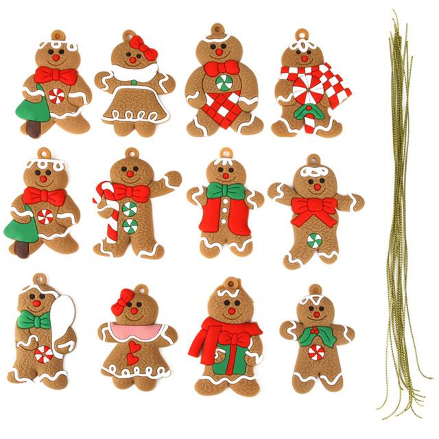 12Pcs Gingerbread Man Christmas Tree Hanging Pendant Xmas Tree Decor Ornament