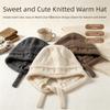 Solid Color Ear Protection Hat Plush Pullover Hat Fashion Winter Knitted Hat  Women