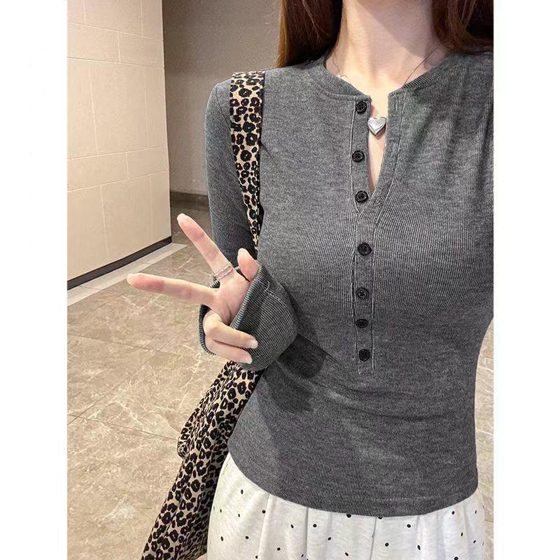 Women s One-Shoulder Spicy American Style Long-Sleeve Tee for Autumn/Winter 2025 - Slim-Fit, Waist-Cinched Design S