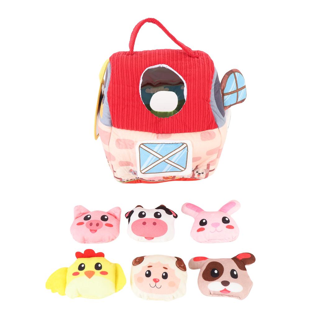 Baby Farm Plush Barn with Stuffed Animals Interactive Developmental Barn Animal Toys for Toddlers