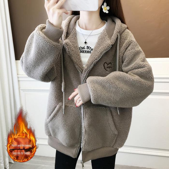 

Женский флисовый кардиган с капюшоном - новый стиль осень/зима из толстого овечьего флиса XXXL