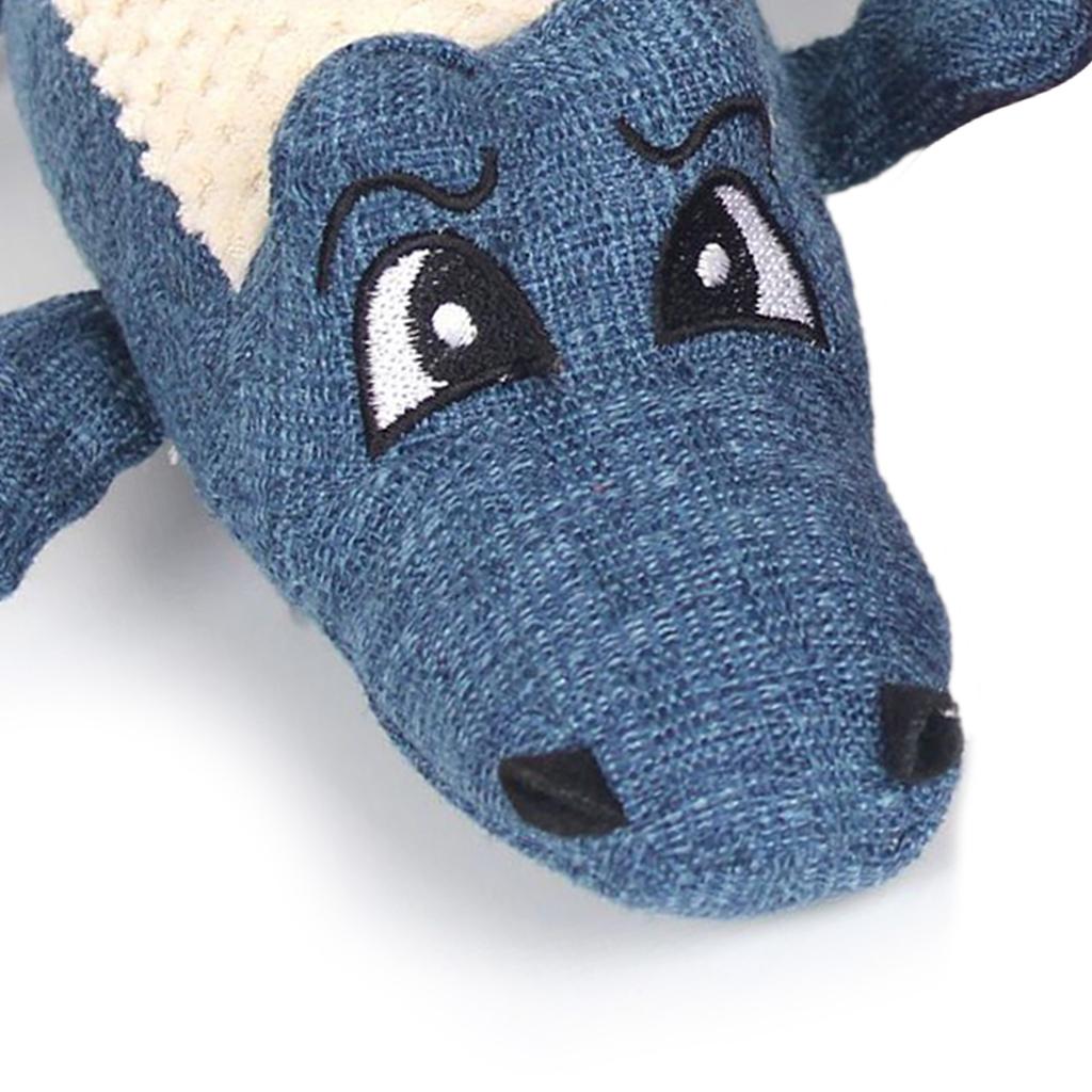 Plush Squeaky Dog Toys Interactive Fun Cartoon Animal Shape Bite Resistance Teeth Grinding Stuffed Plush Puppy Toys Blue