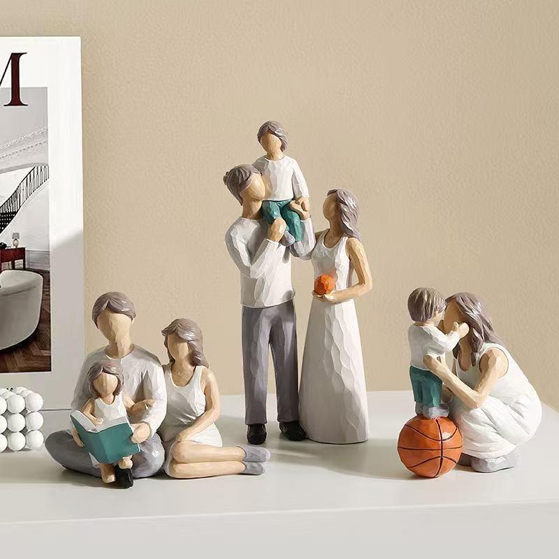 Nordic Style Creative Resin Family Figurines – Couple and Child Home Decor Ornament, Happy Family Sculpture Gift