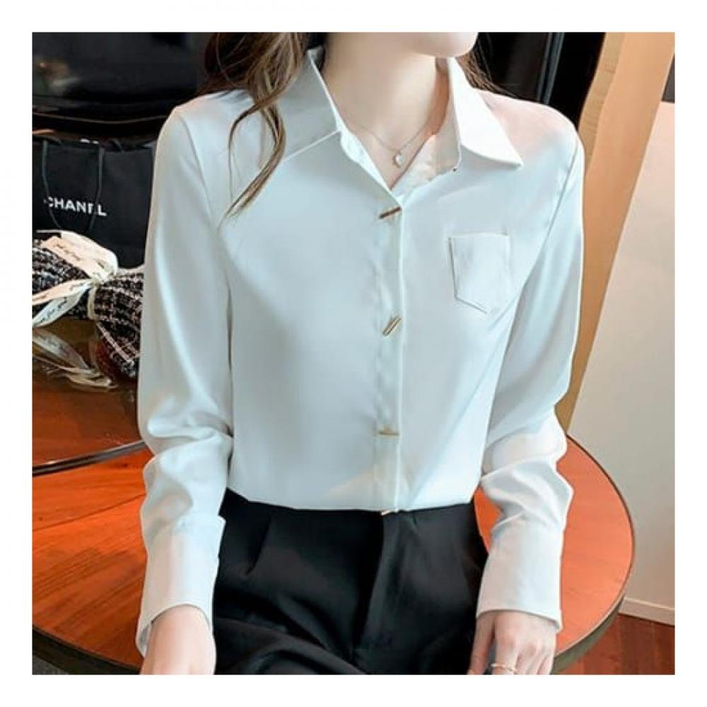 Navava Office Simple Solid Long Sleeve Shirt Nb2279