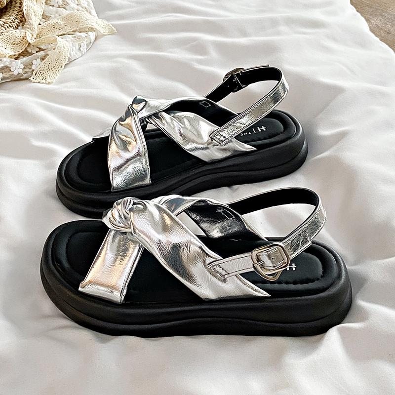 Modische Plateausandalen Koreanische Lässige Flache Strandschuhe Damen Sport Dicke Sohle Mode Sandalen 2025