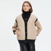 DIMANAF 2025 Coat Women Sweaters Patchwork Wadded Buttons Coat Knitting Jacket Fake Two-Piece Loose Sweater