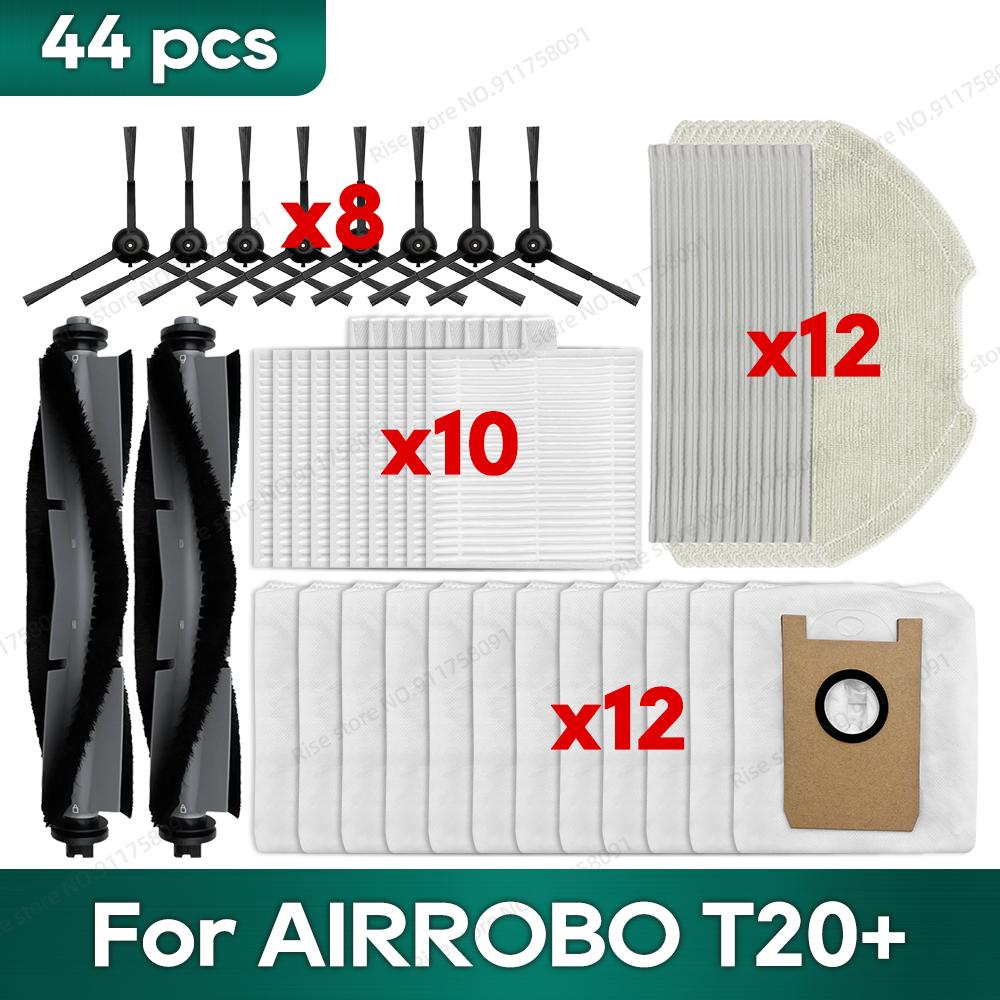 Fit for AIRROBO T20+ / T25+ / T30+ / L40+ / L50+ / L60+ / FIXR T20 Accessories Main Brush Hepa Filter Dust Bag Mop Washcloth