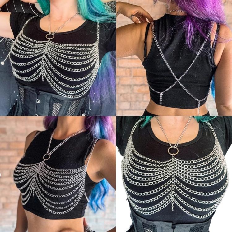 Fashionable Metal Body Chain Unique Chain Necklace Statement Metal Body Accessory for Confident Women Easy to Adjust