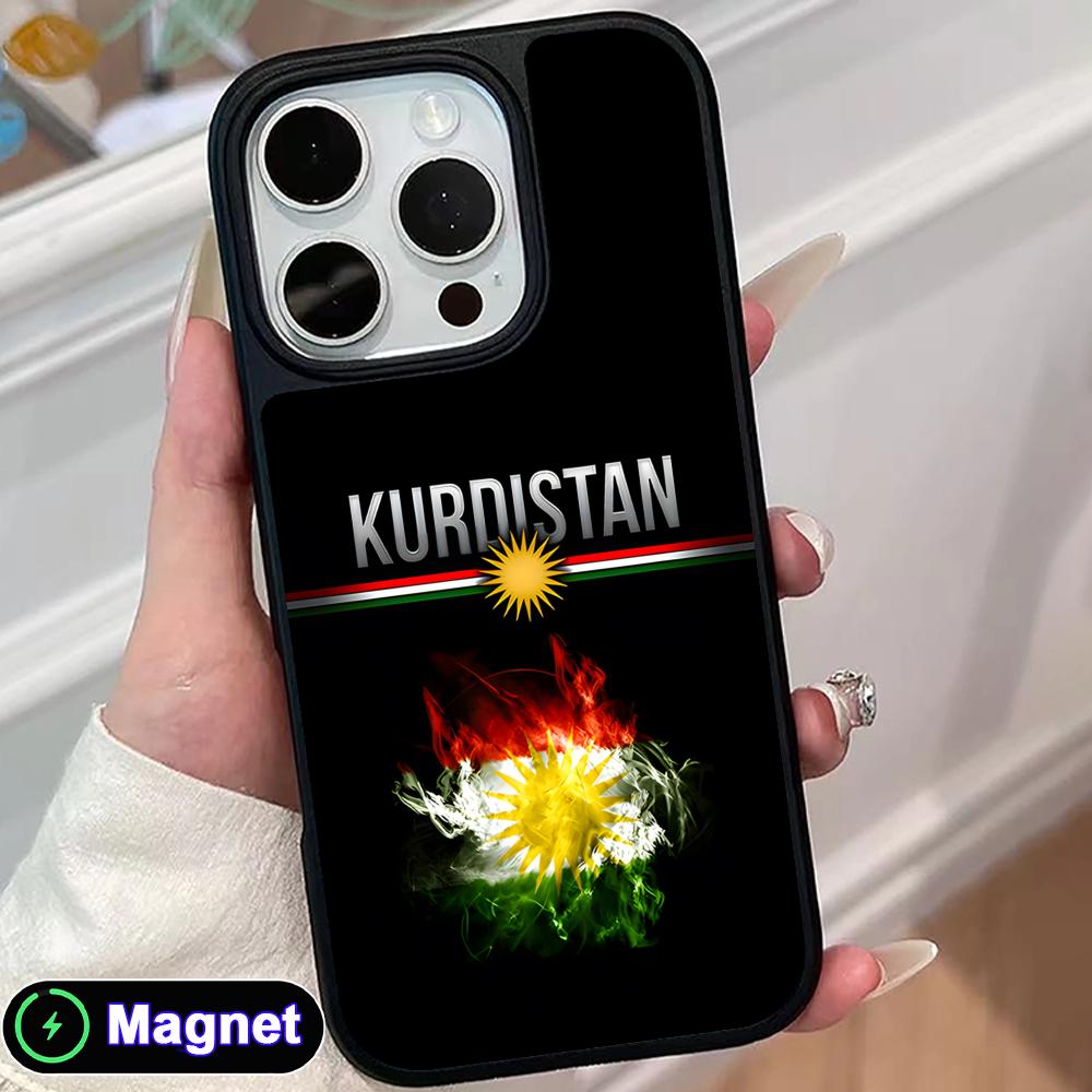 Kurdistan Flag Matte Surface Magsafe Mobile Phone Case for iPhone 17 16 15 14 13 12 11 Air Pro Max Plus Colorful Cover