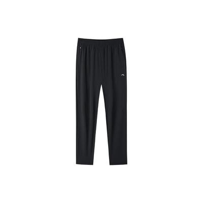 Solid Color Logo Elastic Drawstring Sports Pants Women Bottoms Black 162225501-1