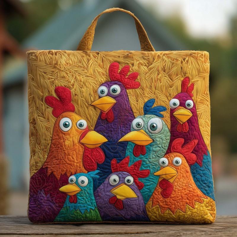 Chick Print Tote Bag 600D Oxford Cloth Shoulder Daily Use